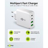 goobay 68W GaN USB-C PD Multiport Quick Charger, Chargeur Blanc