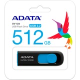 ADATA UV128 lecteur USB flash 512 Go USB Type-A 3.2 Gen 1 (3.1 Gen 1) Noir, Bleu, Clé USB Noir/Bleu, 512 Go, USB Type-A, 3.2 Gen 1 (3.1 Gen 1), 100 Mo/s, Slide, Noir, Bleu