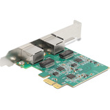DeLOCK Carte PCI Express x1 2 x RJ45 2,5 Gigabit LAN RTL8125, Carte réseau 