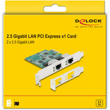 DeLOCK Carte PCI Express x1 2 x RJ45 2,5 Gigabit LAN RTL8125, Carte réseau 