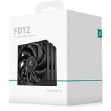 DeepCool FD12 ventilateurs de boîtier Noir, 3 pièces, 120 x 120 x 25 mm, PWM, 3 pièces, connecteur de ventilateur PWM à 4 broches