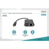 Digitus Adaptateur Ethernet Gigabit USB Type-C Noir