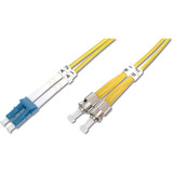 Digitus Câble de raccordement fibre optique, duplex, connecteur LC > ST, monomode OS2 Jaune