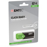 Emtec Click Easy lecteur USB flash 64 Go USB Type-A 3.2 Gen 1 (3.1 Gen 1) Noir, Vert, Clé USB Vert/Noir, 64 Go, USB Type-A, 3.2 Gen 1 (3.1 Gen 1), Sans capuchon, Noir, Vert