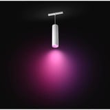 Philips Hue Lampe pendante cylindrique Perifo Blanc, Philips Hue White and Color ambiance Suspension cylindrique Perifo, Eclairage intelligent par suspension, Bluetooth, Blanc, LED intégrée, Métal, Blanc