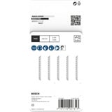 Bosch Lames de scie sauteuse T 127 D, Lame de scie Lames de scie sauteuse, Tuyau, Profil, Plaque métallique (épaisseur moyenne), Feuille de métal (épais), Plaque..., Acier rapide, Bleu, Gris, 3 mm, 3 cm