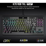 Corsair K70 RGB TKL Reconditionné, clavier gaming Noir, Layout États-Unis, Corsair OPX