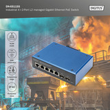 Digitus Commutateur Gigabit Ethernet PoE industriel géré L2 4+2 ports, Switch 