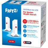 FRITZ! Mesh Set 4200, Répéteur Blanc/Rouge, Mesh Set 4200, Rouge, Blanc, 2x2/4x4, Répéteur réseau, Énergie, WLAN, Bi-bande (2,4 GHz / 5 GHz), Wi-Fi 6E (802.11ax)