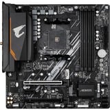 GIGABYTE B550M AORUS ELITE AX Carte mère - Processeurs AMD Ryzen 5000, VRM 5+3 phases, jusqu'à 4733 MHz DDR4, 1xPCIe 4.0 + 1xPCIe 3.0 M.2, Wi-Fi 6E, LAN 1GbE, USB 3.2 Gen 1 carte mère socket AM4 VRM 5+3 phases, jusqu'à 4733 MHz DDR4, 1xPCIe 4.0 + 1xPCIe 3.0 M.2, Wi-Fi 6E, LAN 1GbE, USB 3.2 Gen 1, AMD, Emplacement AM4, AMD Ryzen 3000 Series, AMD Ryzen 4000 Series, AMD Ryzen 5000 Series, Emplacement AM4, DDR4-SDRAM, 128 Go