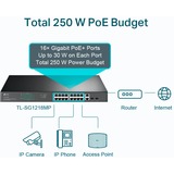 TP-Link TL-SG1218MP commutateur réseau Non-géré Gigabit Ethernet (10/100/1000) Connexion Ethernet, supportant l'alimentation via ce port (PoE) 1U Noir, Switch Non-géré, Gigabit Ethernet (10/100/1000), Full duplex, Connexion Ethernet, supportant l'alimentation via ce port (PoE), Grille de montage, 1U