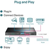 TP-Link TL-SG1218MP commutateur réseau Non-géré Gigabit Ethernet (10/100/1000) Connexion Ethernet, supportant l'alimentation via ce port (PoE) 1U Noir, Switch Non-géré, Gigabit Ethernet (10/100/1000), Full duplex, Connexion Ethernet, supportant l'alimentation via ce port (PoE), Grille de montage, 1U