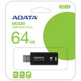 ADATA UC320 lecteur USB flash 64 Go USB Type-A 3.2 Gen 1 (3.1 Gen 1) Noir, Clé USB 64 Go, USB Type-A, 3.2 Gen 1 (3.1 Gen 1), Sans capuchon, 6,5 g, Noir
