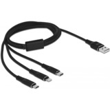 DeLOCK 87155 câble USB 1 m USB 2.0 USB A Micro-USB B/Lightning/Apple 30-pin Noir Noir, 1 m, USB A, Micro-USB B/Lightning/Apple 30-pin, USB 2.0, Noir