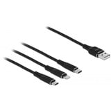 DeLOCK 87155 câble USB 1 m USB 2.0 USB A Micro-USB B/Lightning/Apple 30-pin Noir Noir, 1 m, USB A, Micro-USB B/Lightning/Apple 30-pin, USB 2.0, Noir