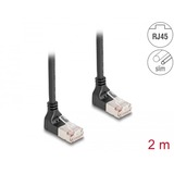 DeLOCK Câble de raccordement RJ-45 Cat.6a S/FTP, Slim 90° coudé Noir