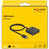 DeLOCK Commutateur HDMI 2 > 1 bidirectionnel 8K, Switch HDMI Noir