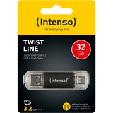 Intenso 3539480 lecteur USB flash 32 Go USB Type-A / USB Type-C 3.2 Gen 1 (3.1 Gen 1) Anthracite, Clé USB Anthracite/transparent, 32 Go, USB Type-A / USB Type-C, 3.2 Gen 1 (3.1 Gen 1), 70 Mo/s, Casquette, Anthracite