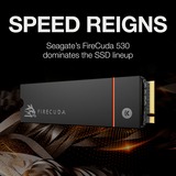 Seagate FireCuda 530 2 To avec dissipateur thermique SSD Noir, ZP2000GM3A023, PCIe 4.0 x4, NVMe 1.4, M.2 2280