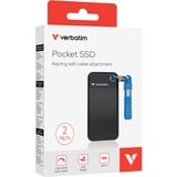 Verbatim Pocket 2 To USB Type-C 3.2 Gen 2 (3.1 Gen 2) Noir, Bleu SSD externe Noir/Bleu, 2 To, USB Type-C, 3.2 Gen 2 (3.1 Gen 2), 1000 Mo/s, 10 Gbit/s, Noir, Bleu