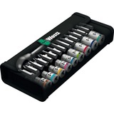 Wera 8100 SA 10 Zyklop Jeu de cliquets métalliques, 1/4", Set d'outils Noir/Vert, Clé à cliquet tout métal de 28 pièces avec carré d'entraînement