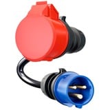 go-e Adaptateur pour Gemini flex 11 kW, CEE rouge triphasé 16A > CEE bleu 16A Noir