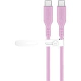 goobay Câble en silicone USB 2.0 rose, connecteur USB-C > connecteur USB-C rose fuchsia