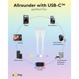 goobay Câble en silicone USB 2.0 rose, connecteur USB-C > connecteur USB-C rose fuchsia