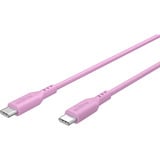 goobay Câble en silicone USB 2.0 rose, connecteur USB-C > connecteur USB-C rose fuchsia