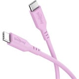 goobay Câble en silicone USB 2.0 rose, connecteur USB-C > connecteur USB-C rose fuchsia