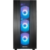 Chieftec HUNTER 2 Midi Tower Noir, boîtier pc Noir | 1x USB-A | 1x USB-C | RGB | Verre Trempé