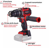 EINHELL Perceuse-visseuse à percussion professionnelle sans fil TP-CD 18/70 Li-i BL - Solo, 18 Volt, Perceuse à percussion Noir/Rouge