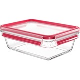 Emsa CLIP & CLOSE N1041000 boîte hermétique alimentaire Rectangulaire 1,3 L Transparent 1 pièce(s) Transparent/Rouge, Boîte, Rectangulaire, 1,3 L, Transparent, Verre, 420 °C