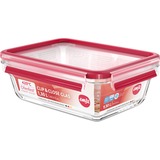 Emsa CLIP & CLOSE N1041000 boîte hermétique alimentaire Rectangulaire 1,3 L Transparent 1 pièce(s) Transparent/Rouge, Boîte, Rectangulaire, 1,3 L, Transparent, Verre, 420 °C
