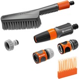 GARDENA Kit de nettoyage Cleansystem avec brosse S soft, savonnettes et connecteurs, Brosses de lavage Gris/Orange, 18862-20