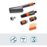 GARDENA Kit de nettoyage Cleansystem avec brosse S soft, savonnettes et connecteurs, Brosses de lavage Gris/Orange, 18862-20