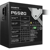 GIGABYTE GP-P650G unité d'alimentation d'énergie 650 W 20+4 pin ATX ATX Noir alimentation  650 W, 100 - 240 V, 12 - 6 A, 12 A, 6 A, Actif