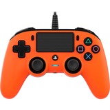 Nacon Manette filaire compacte pour Playstation 4, Manette de jeu Orange/Noir, Manette de jeu, PlayStation 4, Touche Partage, Analogique/Numérique, Avec fil, Orange