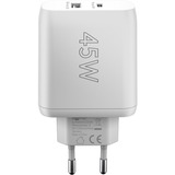 goobay 45W GaN USB-C PD Dual Fast Charger, Chargeur Blanc