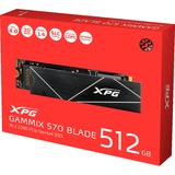 ADATA GAMMIX S70 BLADE 512 Go M.2 PCI Express 4.0 NVMe 3D NAND SSD Noir, 512 Go, M.2, 7400 Mo/s