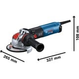 Bosch BOSCH GWX 17-125 S Winkelschleif. CARToN, Meuleuse d'angle Bleu/Noir, 11500 tr/min, 12,5 cm, Secteur, 2,5 kg