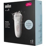 Braun Silk-épil 5 5-011 Blanc, Appareil à épiler Blanc/Argent, Blanc, MicroGrip, 0,5 mm, Batterie, Allemagne