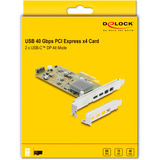 DeLOCK Carte PCI-E x4 vers 2x USB-C 40Gbps / 2x MiniDisplay LP, Carte d'interface 