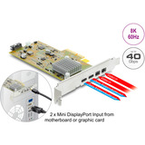 DeLOCK Carte PCI-E x4 vers 2x USB-C 40Gbps / 2x MiniDisplay LP, Carte d'interface 