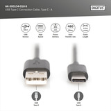 Digitus Câble de connexion USB 2.0 USB-A > USB-C Noir