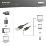 Digitus Câble de connexion USB 2.0 USB-A > USB-C Noir