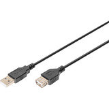 Digitus Câble de rallonge USB 2.0, connecteur USB-A > prise USB-A, Câble d'extension Noir
