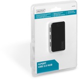 Digitus Concentrateur USB 3.0, 4 ports, noir, Hub USB Noir, 4 ports, noir, USB 3.2 Gen 1 (3.1 Gen 1) Type-A, 5000 Mbit/s, Noir, Argent, Chine, 5 V, Windows 7 Home Premium, Windows Vista Home Premium, Windows XP Home
