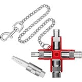 KNIPEX Clé universelle «Construction», Clés mixtes à cliquet Argent/Rouge, pour toutes les armoires et systèmes de fermeture standards