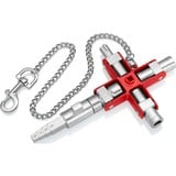 KNIPEX Clé universelle «Construction», Clés mixtes à cliquet Argent/Rouge, pour toutes les armoires et systèmes de fermeture standards